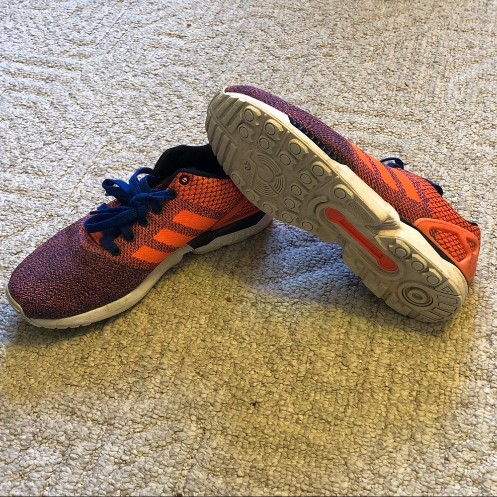 Adidas ZX-Flux tennis shoes, orange color wave